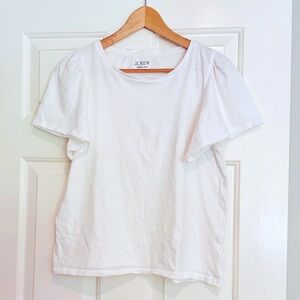 White J Crew Puff-Sleeved Cotton Jersey T-Shirt